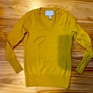 Gold 100% Merino Wool V-Neck Sweater by Banana Republic